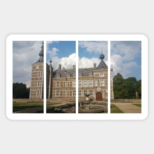 Eijsden Castle is a moated manor house with several farm buildings, a gatehouse, castle park and is located next to the river Maas (1637). The Netherlands. Sticker